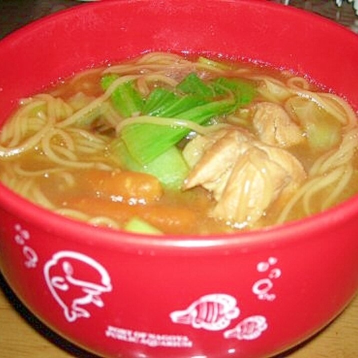 青梗菜入り味噌汁素麺